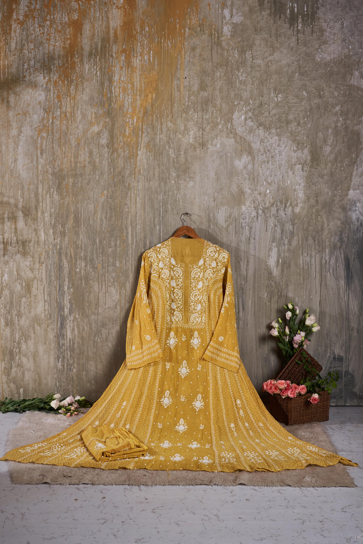 Unstitched Mul Chanderi Dress