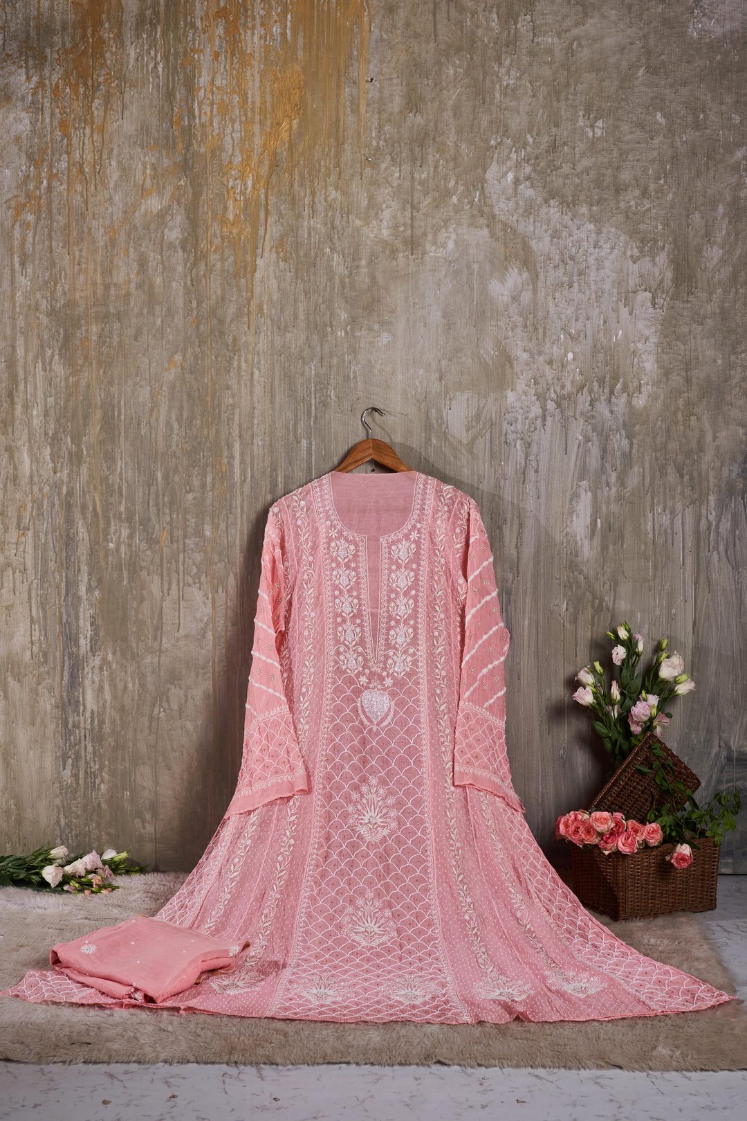 Unstitched Mul Chanderi Dress