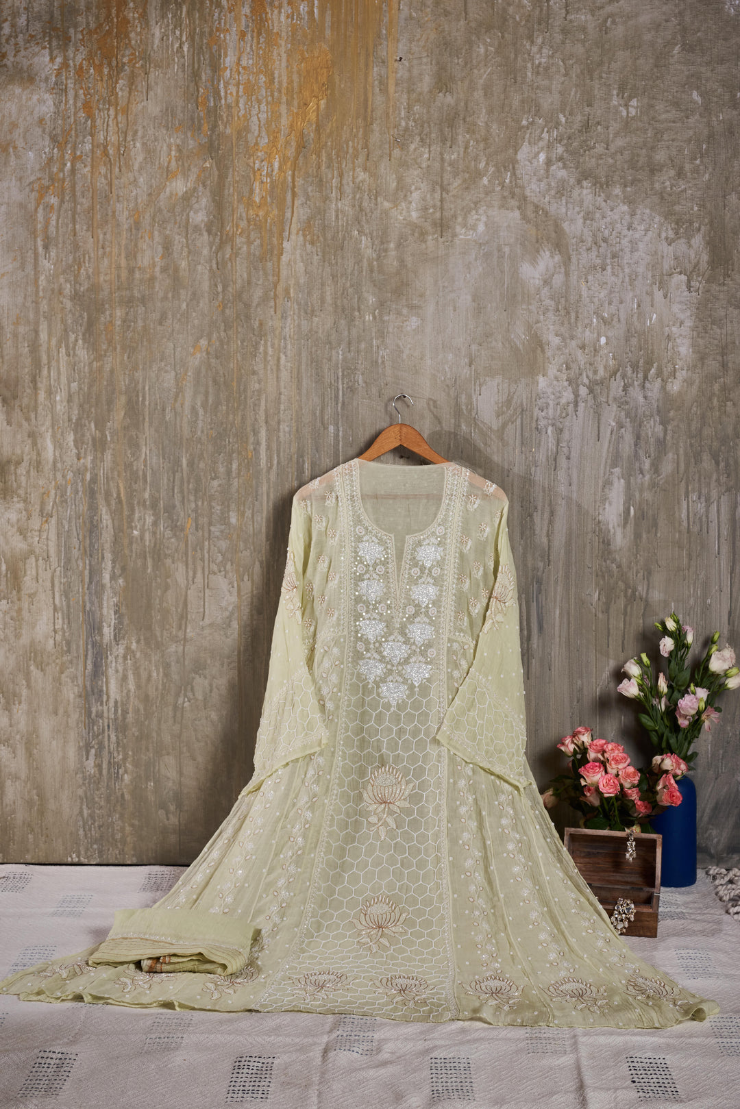 Unstitched Mul Chanderi Dress