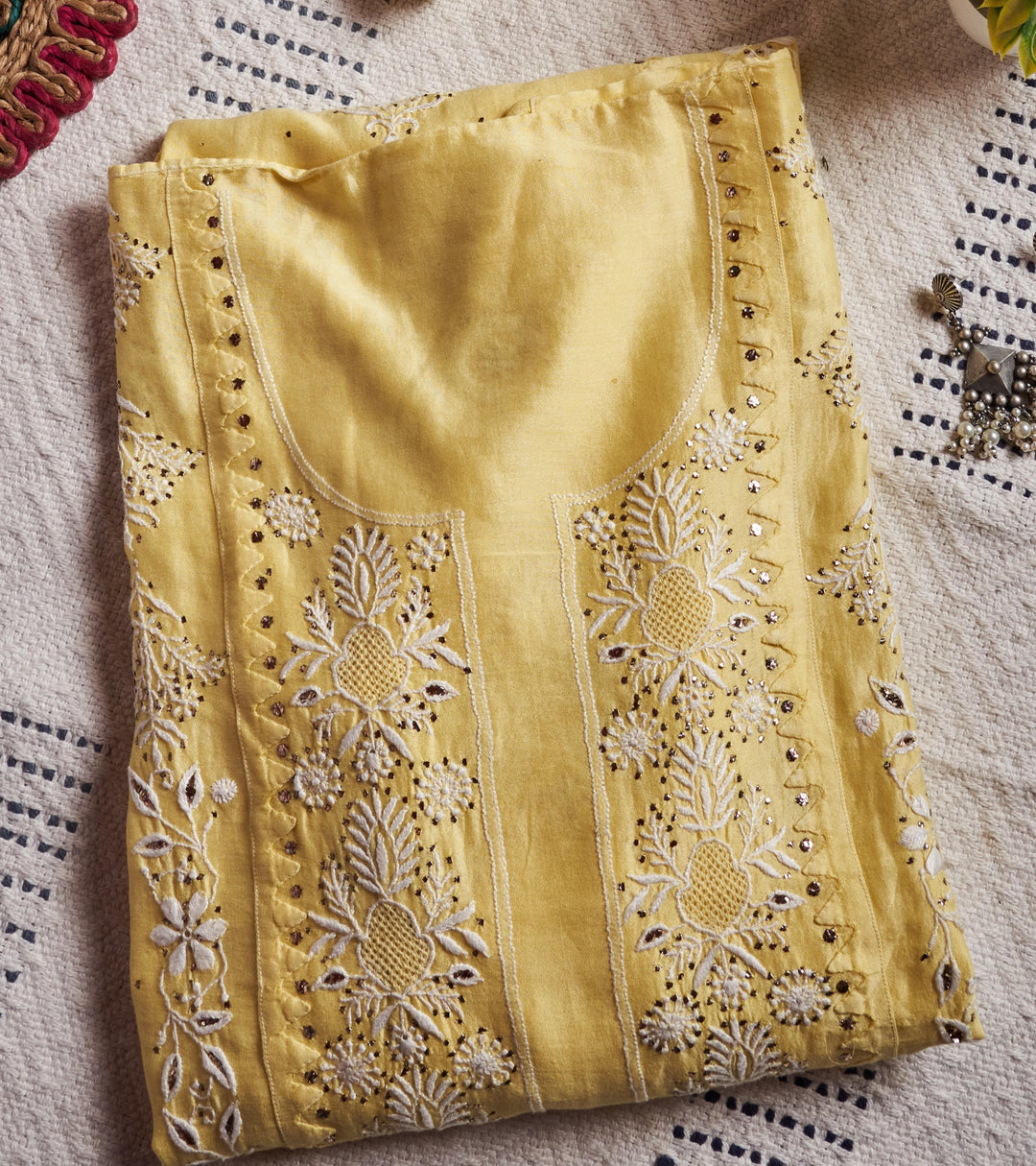 Unstitched Pure Chanderi Kurti