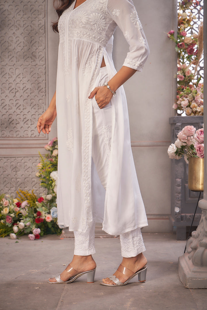 Naila Heavy Muzlin White Kurti