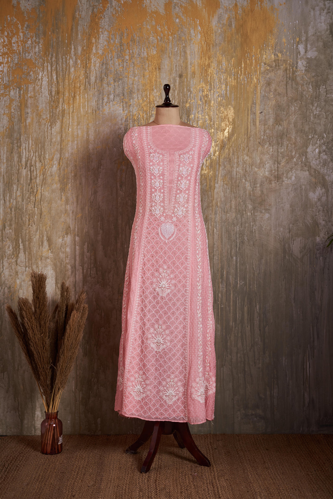 Unstitched Mul Chanderi Dress