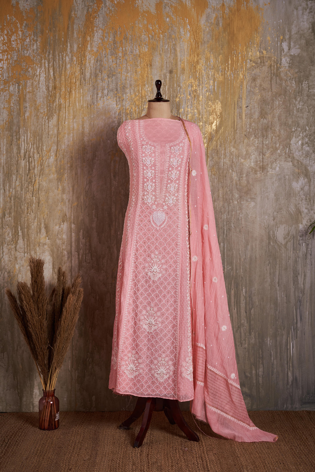 Unstitched Mul Chanderi Dress