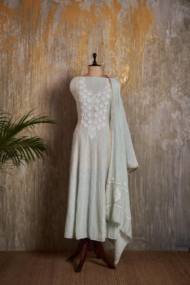 Unstitched Mul Chanderi Dress