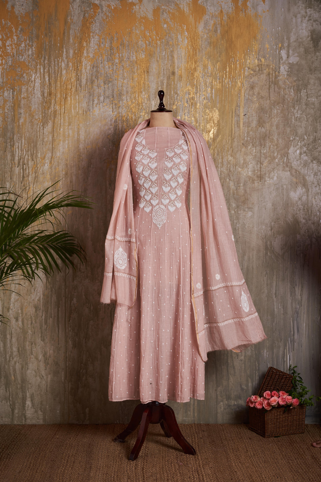 Unstitched Mul Chanderi Dress