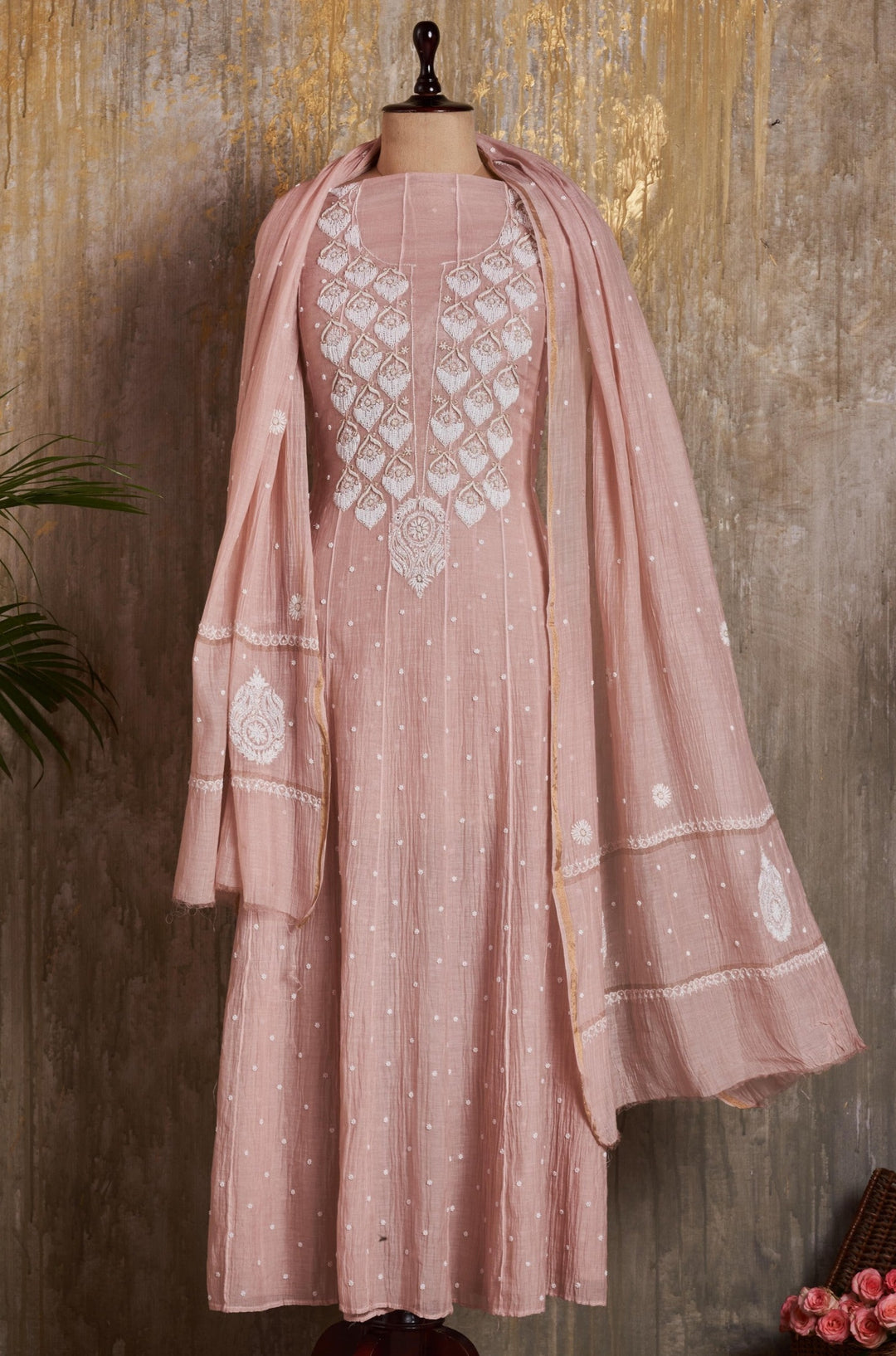 Unstitched Mul Chanderi Dress