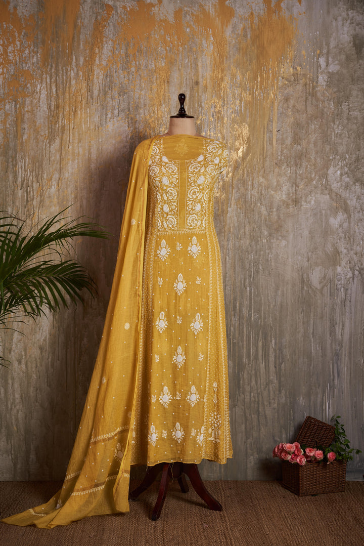 Unstitched Mul Chanderi Dress