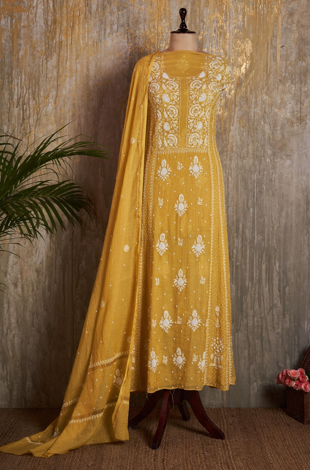 Unstitched Mul Chanderi Dress