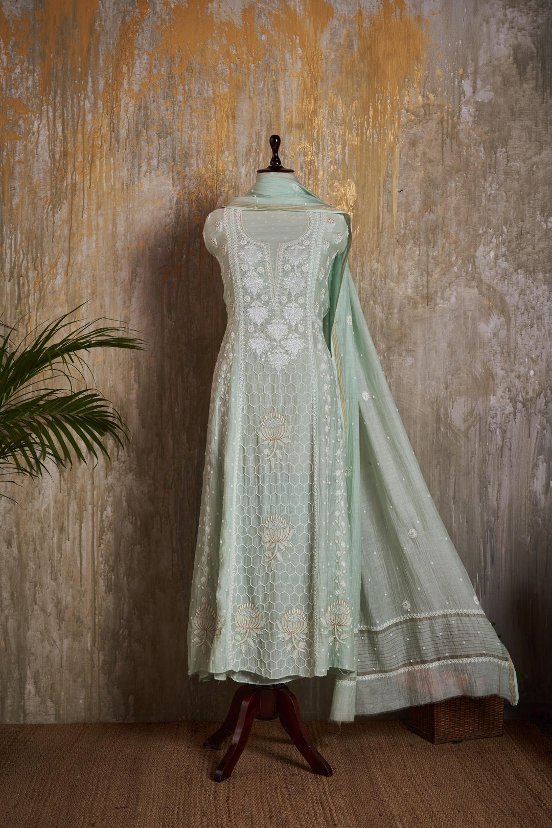 Unstitched Mul Chanderi Dress