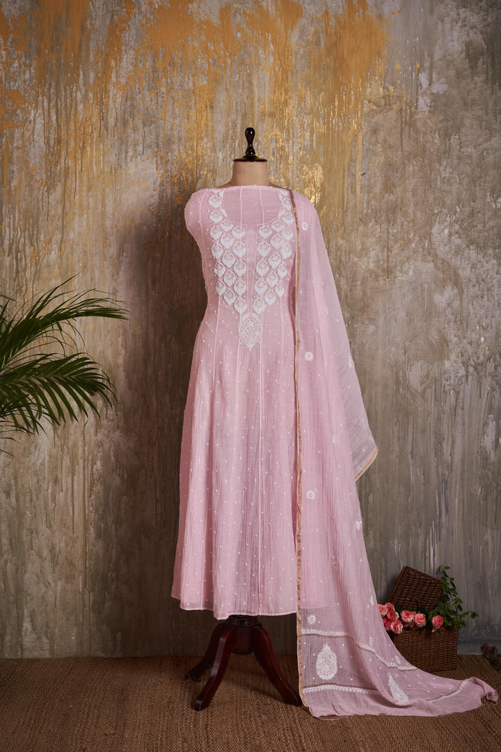 Unstitched Mul Chanderi Dress