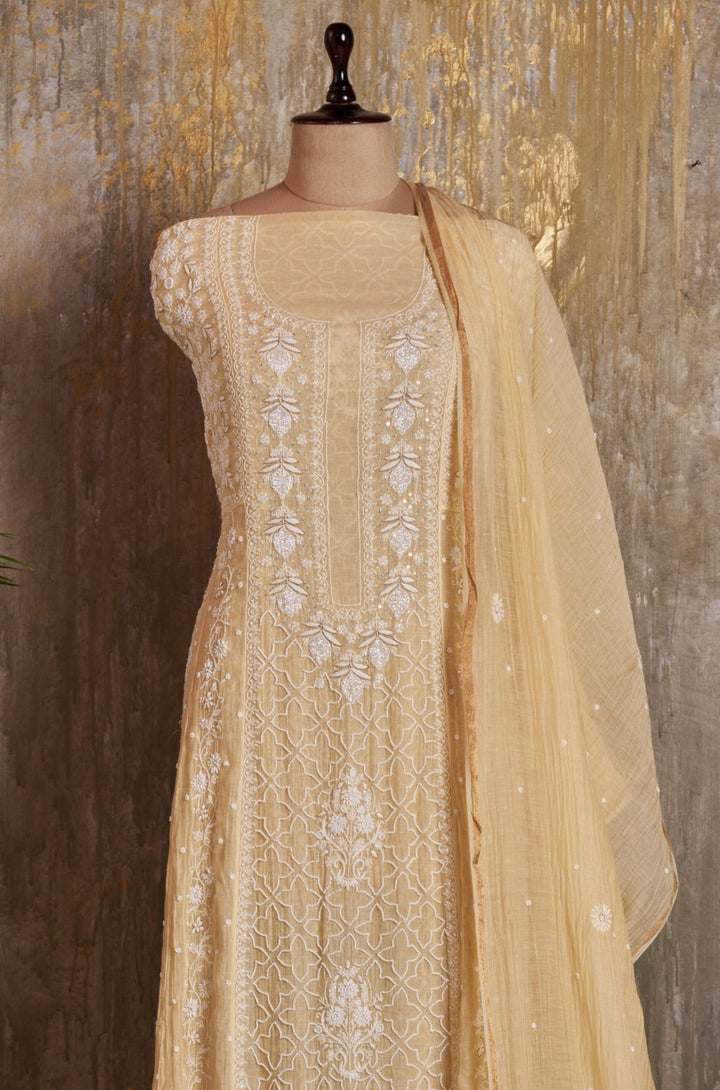 Unstitched Mul Chanderi Dress