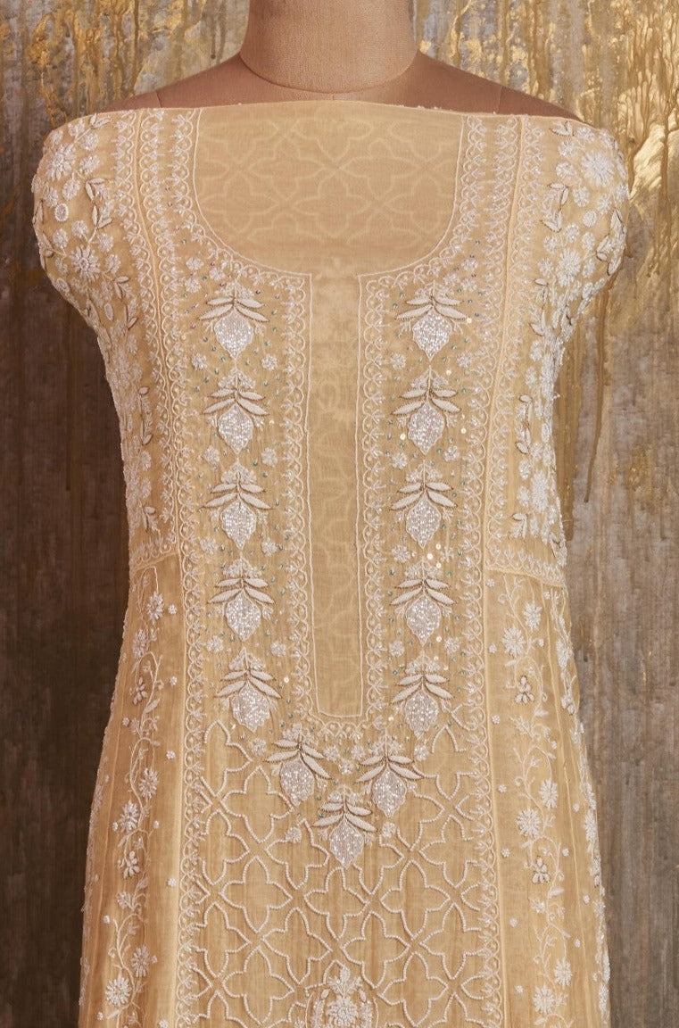 Unstitched Mul Chanderi Dress