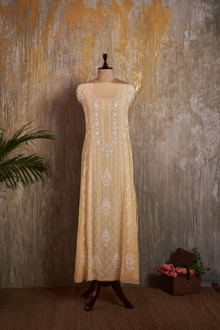 Unstitched Mul Chanderi Dress