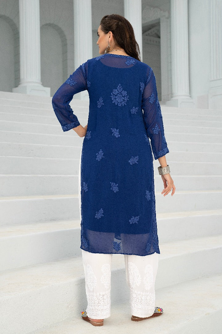 Affrah Chikankari Viscose Straight Kurti