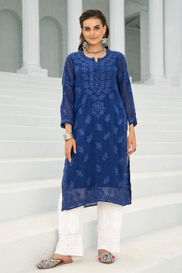 Affrah Chikankari Viscose Straight Kurti