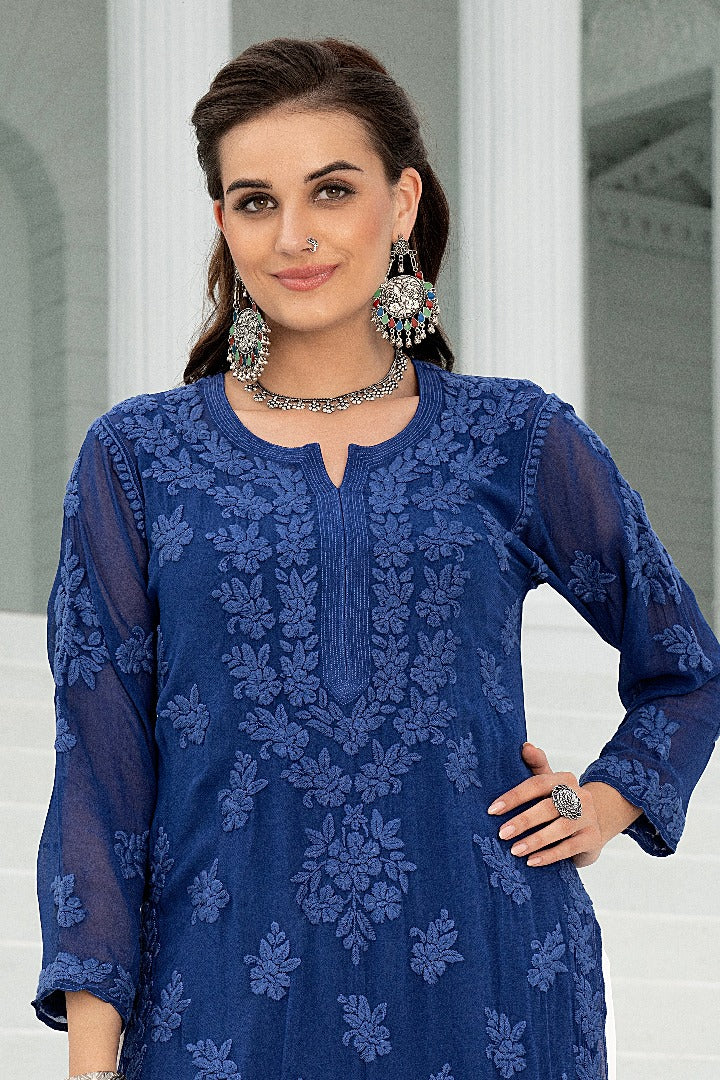 Affrah Chikankari Viscose Straight Kurti