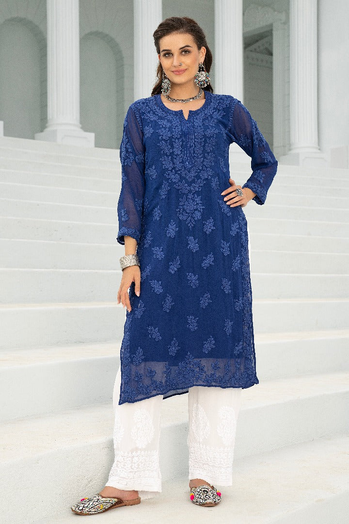 Affrah Chikankari Viscose Straight Kurti