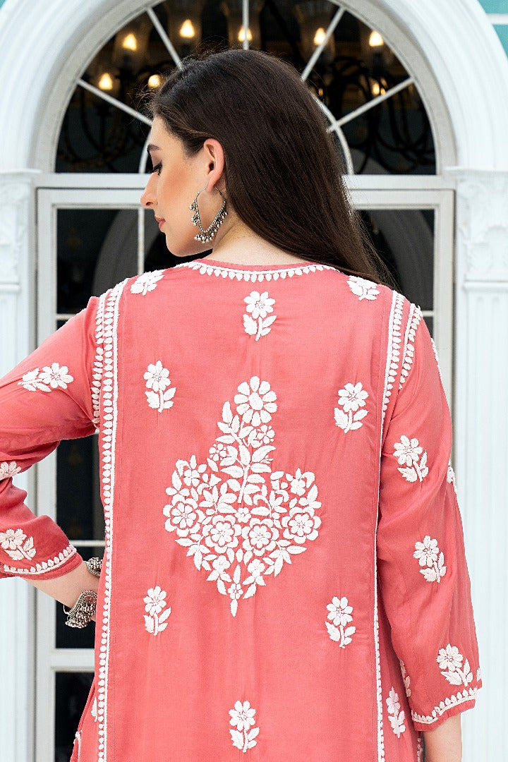 Kainat Chikankari Modal Satin Kurti