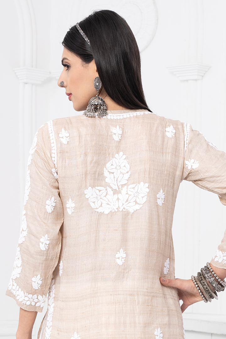 Maheroon Chapa Silk Kurti