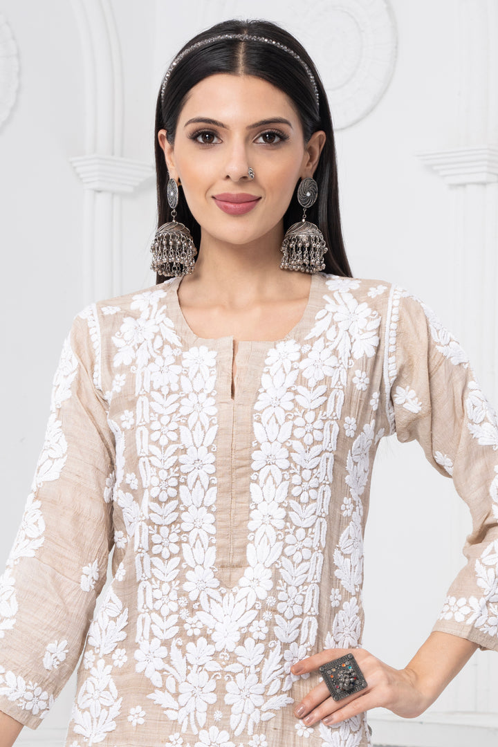 Maheroon Chapa Silk Kurti