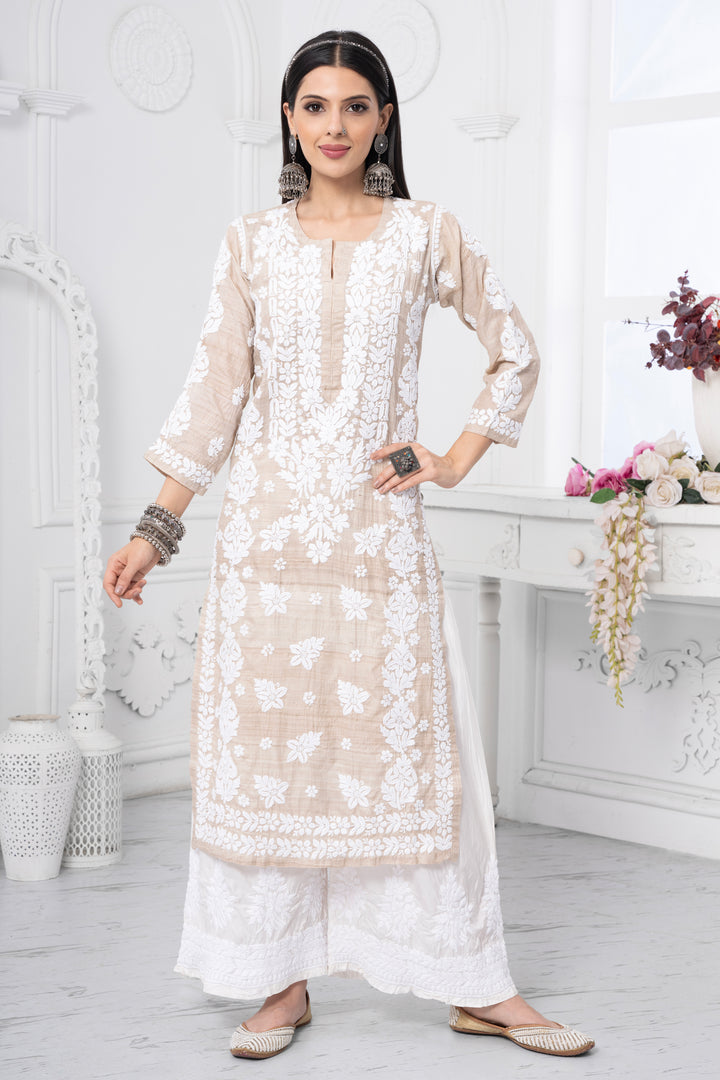 Maheroon Chapa Silk Kurti