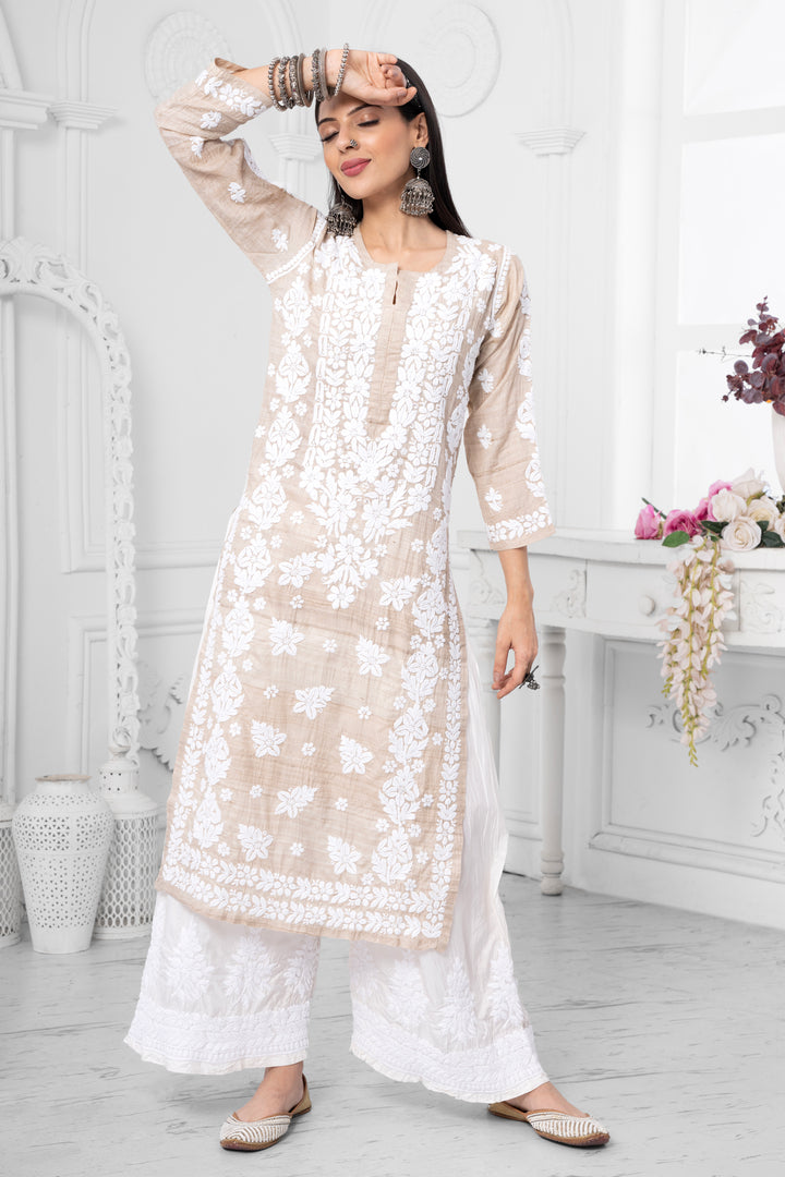 Maheroon Chapa Silk Kurti