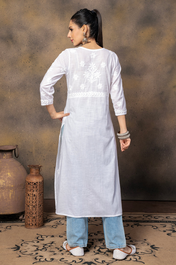 Afsana Cotton White Kurti