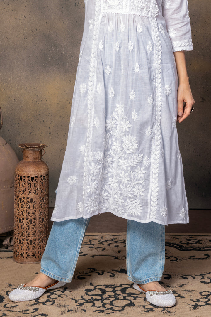 Afsana Cotton White Kurti