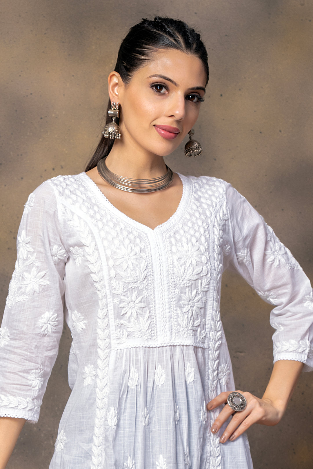 Afsana Cotton White Kurti