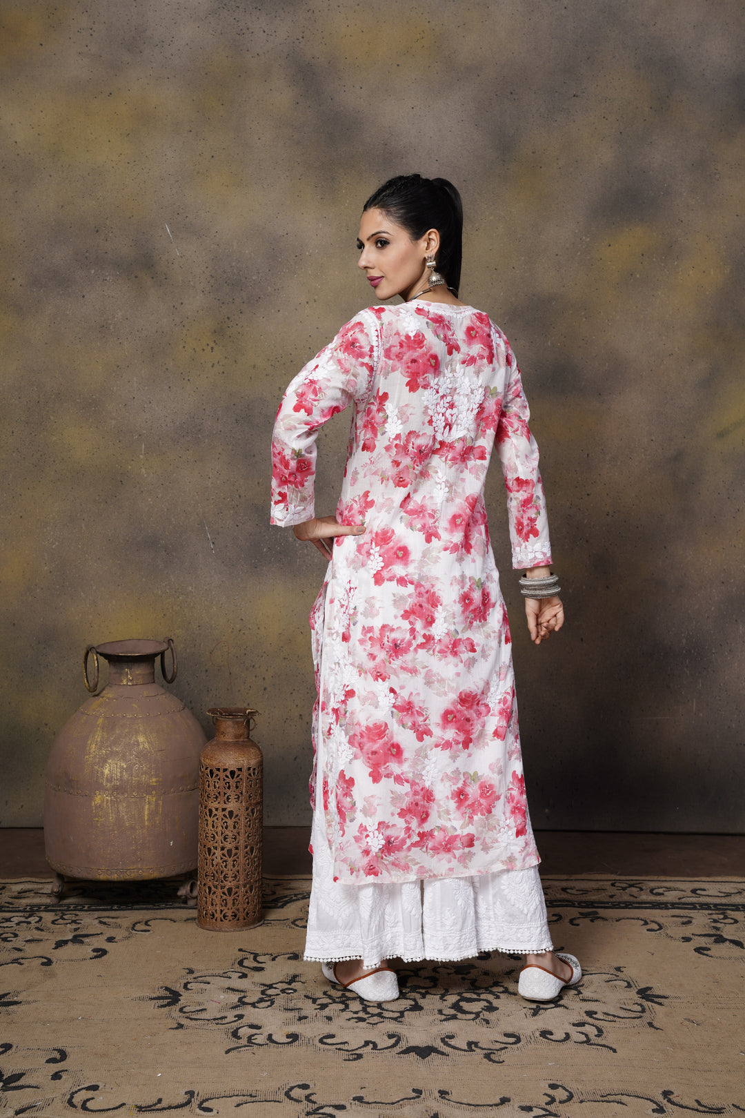 Sabiya Mul Printed Chikankari Kurti