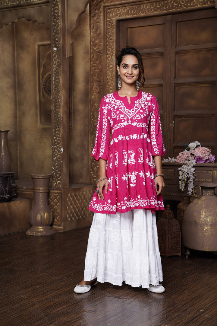 Safa Chikankari Modal Peplum Dress