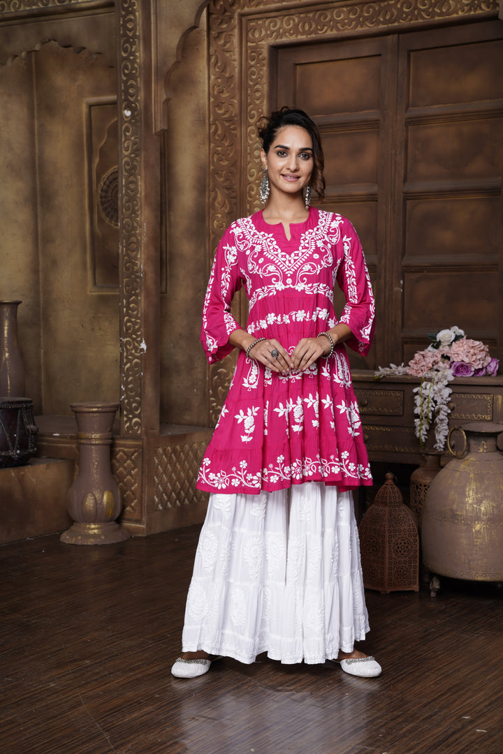 Safa Chikankari Modal Peplum Dress