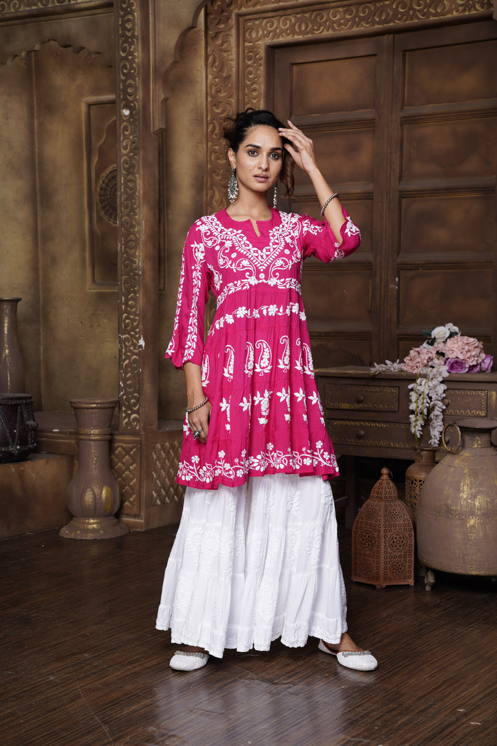 Safa Chikankari Modal Peplum Dress