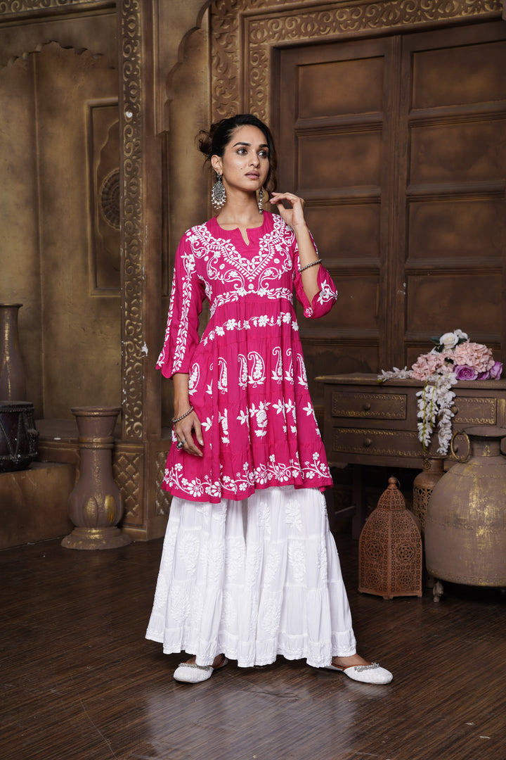 Safa Chikankari Modal Peplum Dress