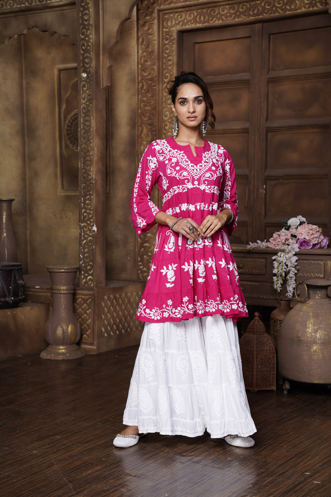 Safa Chikankari Modal Peplum Dress