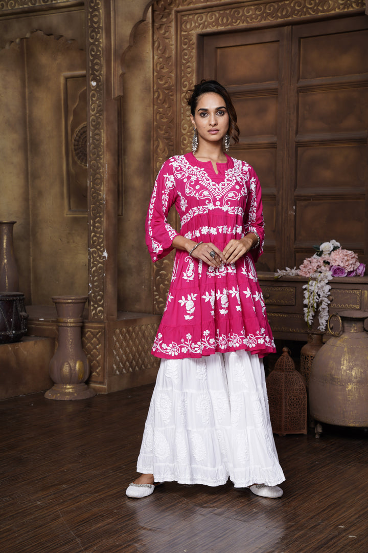 Safa Chikankari Modal Peplum Dress