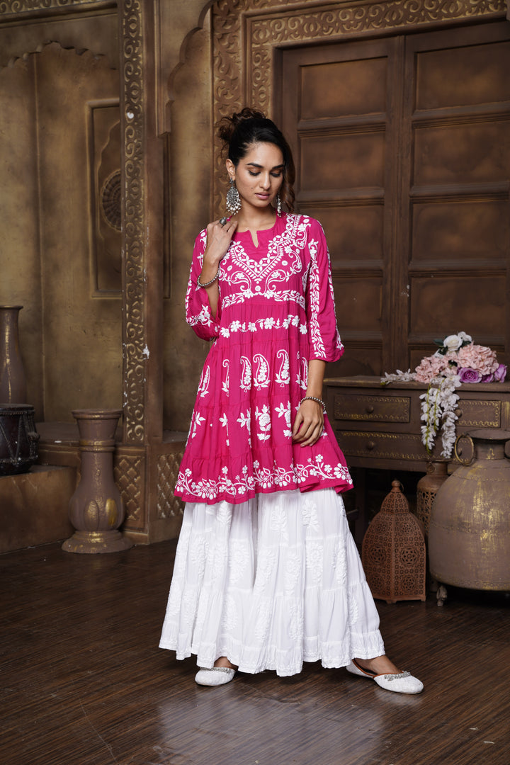 Safa Chikankari Modal Peplum Dress