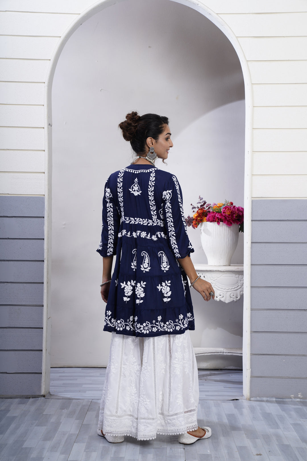 Safa Chikankari Modal Peplum Dress