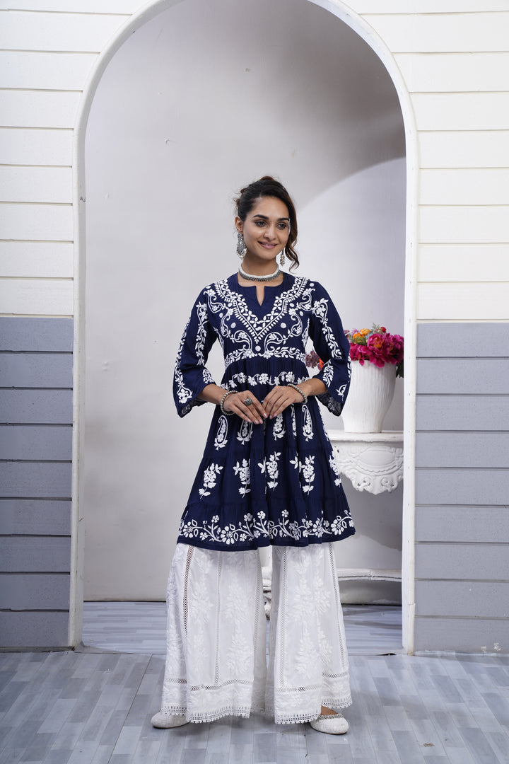 Safa Chikankari Modal Peplum Dress