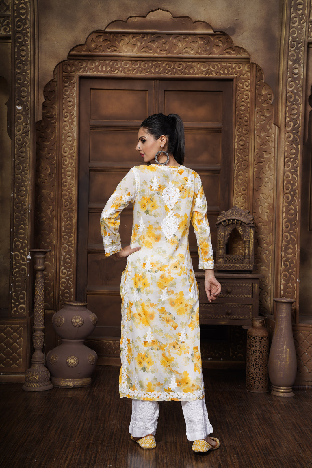 Sabiya Mul Printed Chikankari Kurti