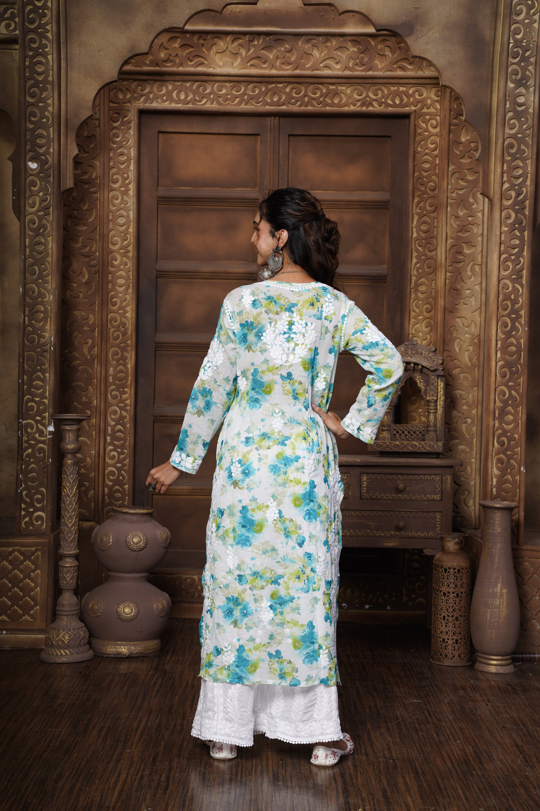 Sabiya Mul Printed Chikankari Kurti