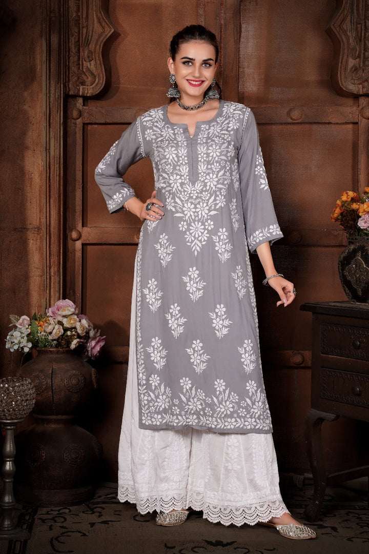 Meher Chikankari Modal Kurti