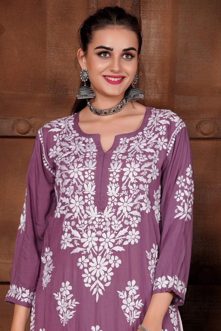 Meher Chikankari Modal Kurti