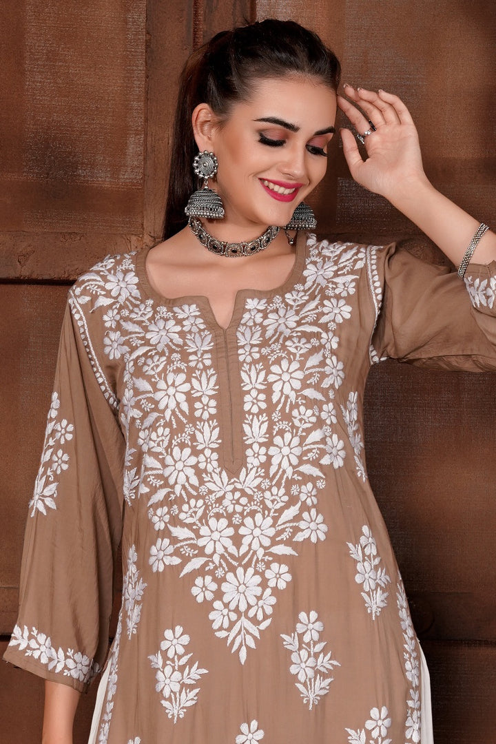 Meher Chikankari Modal Kurti