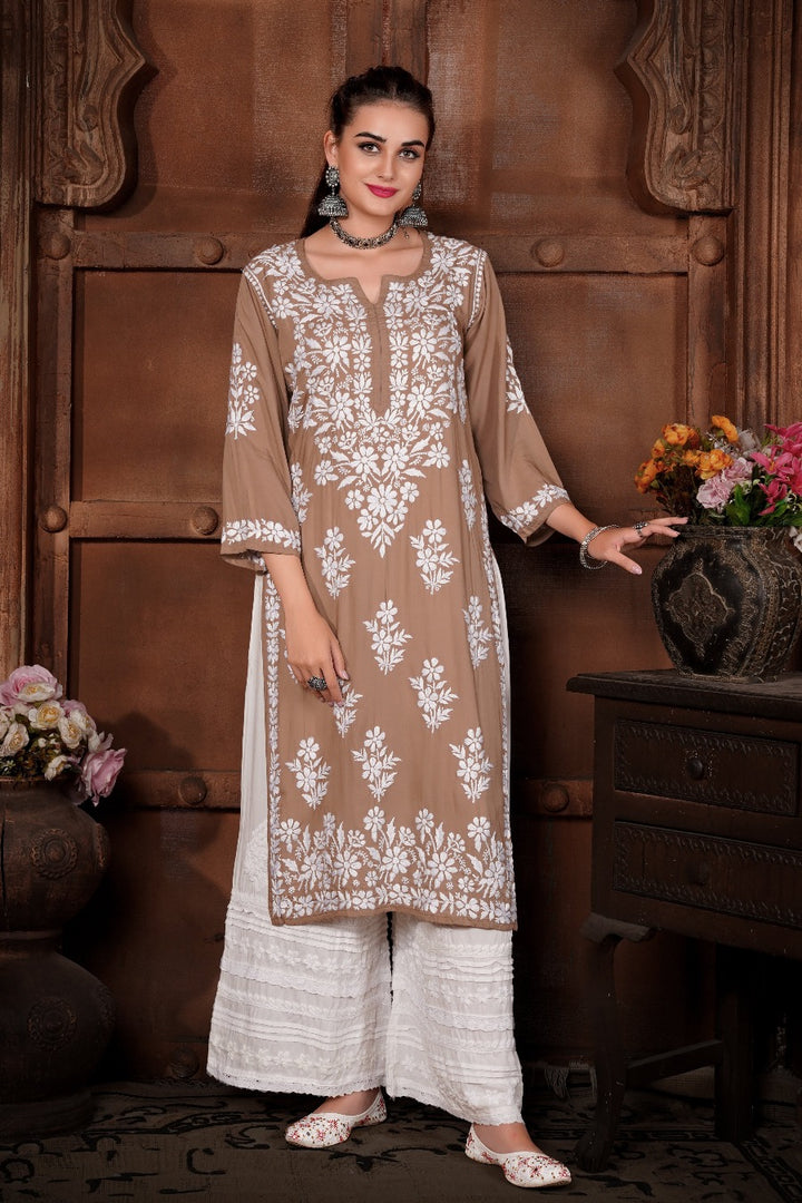 Meher Chikankari Modal Kurti