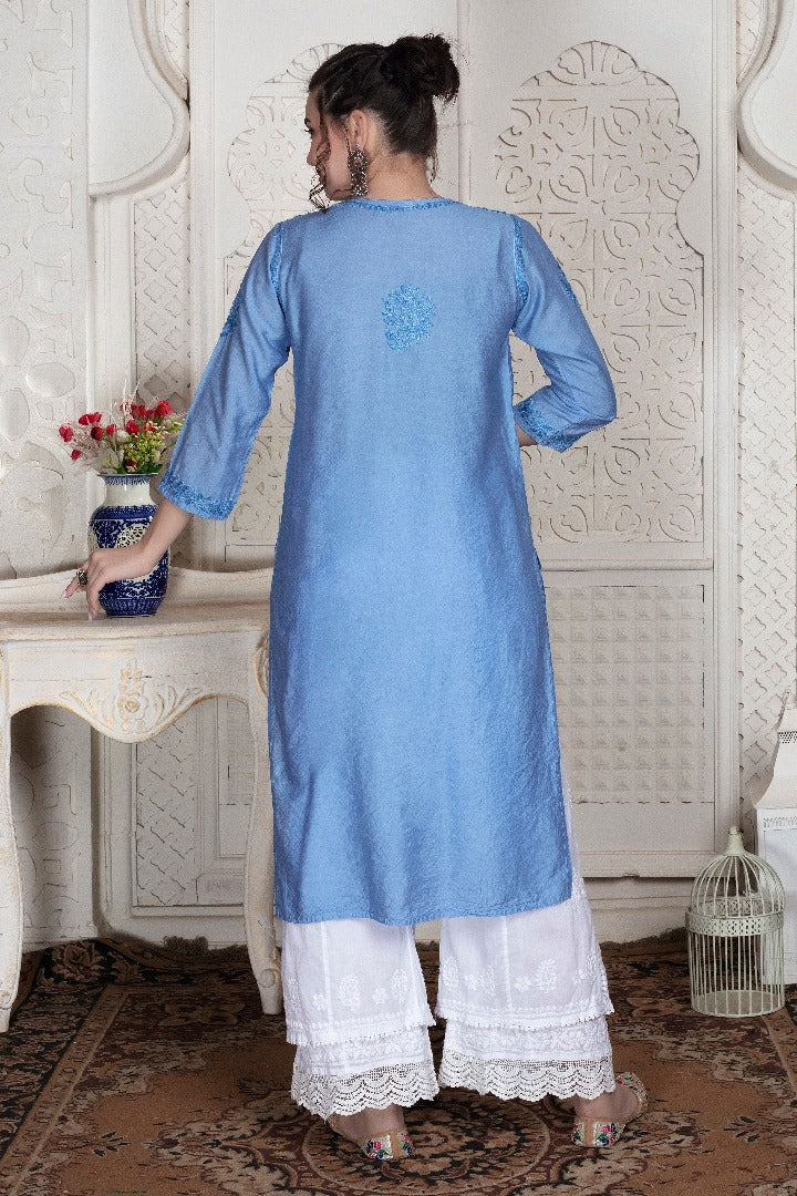 Iqra Chikankari Chanderi Kurti