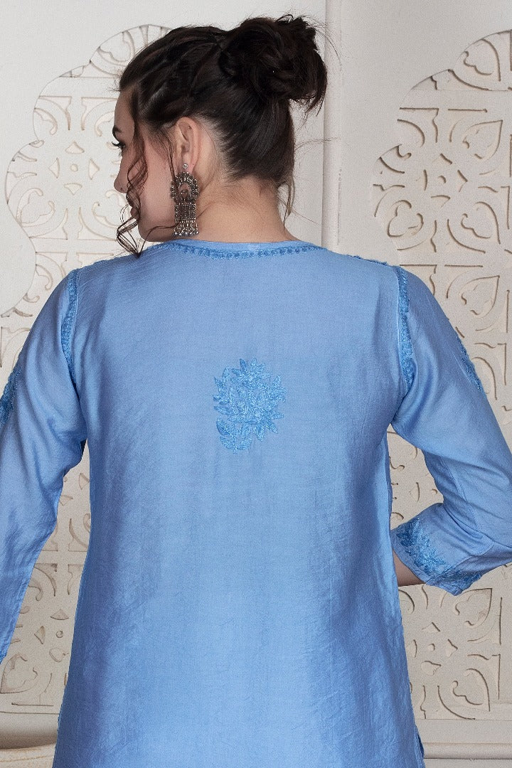 Iqra Chikankari Chanderi Kurti