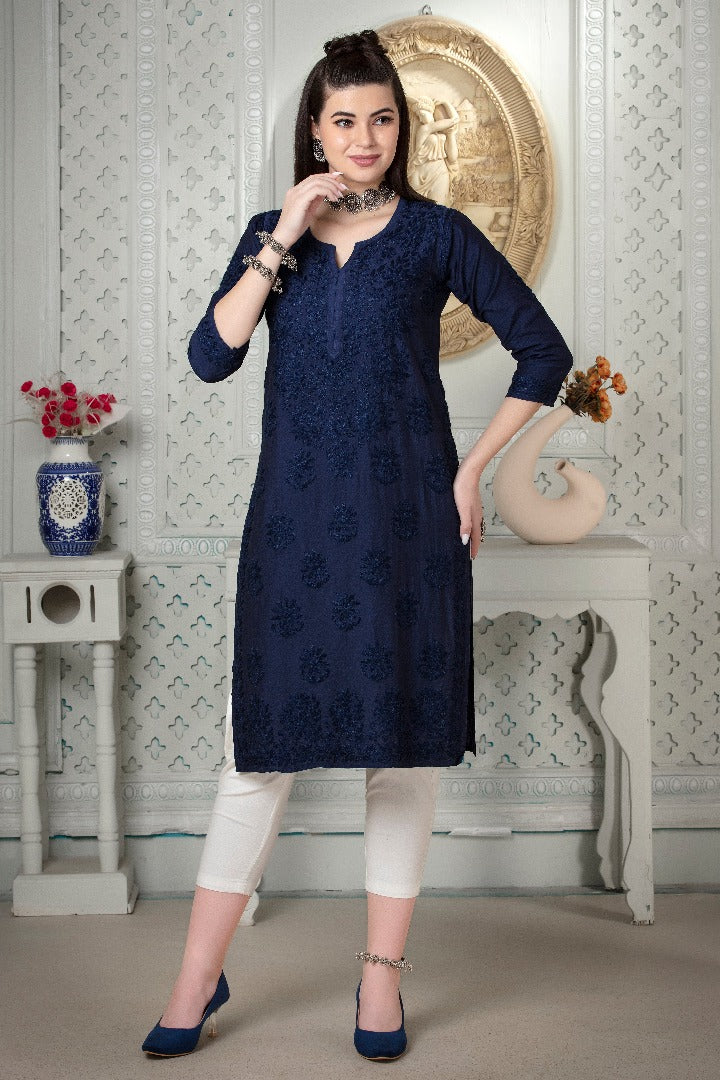 Iqra Chikankari Chanderi Kurti