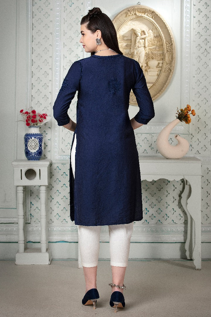 Iqra Chikankari Chanderi Kurti