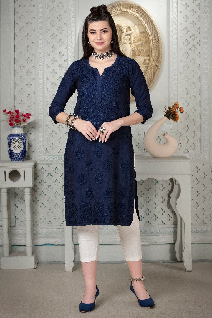 Iqra Chikankari Chanderi Kurti